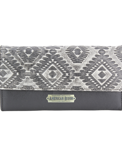 Women’s Grey Aztec Leather Clutch Wallet ABLW 18-2503