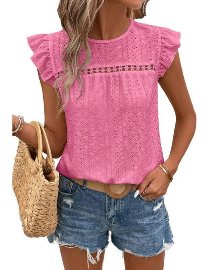 Summer Lace Ruffle Sleeve Top for Women - Casual and Stylish