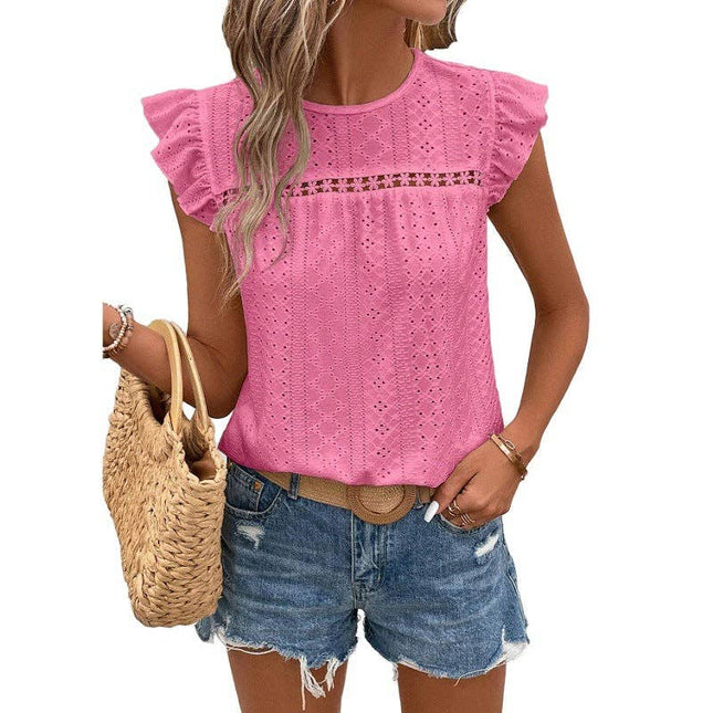 Summer Lace Ruffle Sleeve Top for Women - Casual and Stylish