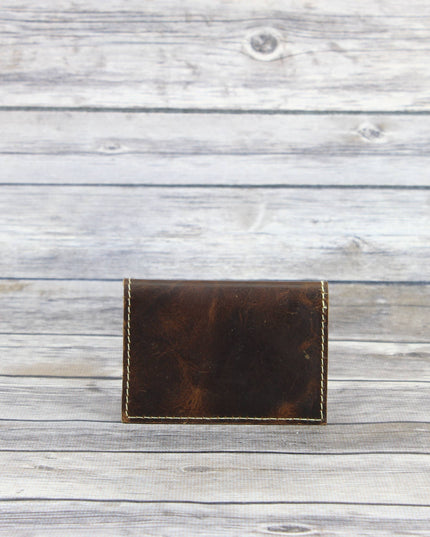 RFID Hunter Leather Men's Slim Bifold Card Case syle #8018