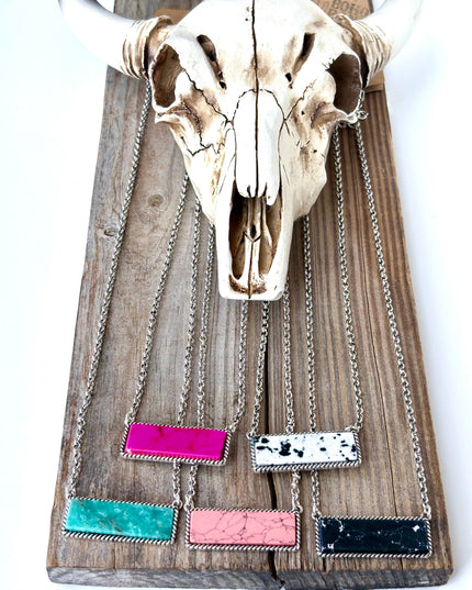 Western Style Stone Bar Pendant Necklace