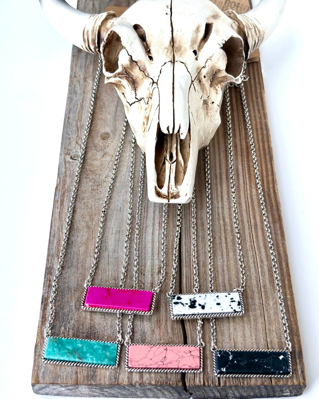 Western Style Stone Bar Pendant Necklace