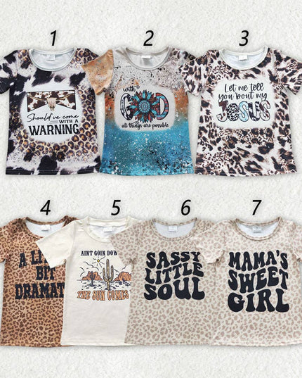 Sibling Baby Girls Western Cowgirls Short Sleeve Tee Shirts Tops
