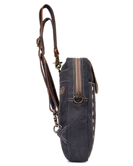 Canvas & Leather Women's Backpack - Black/White