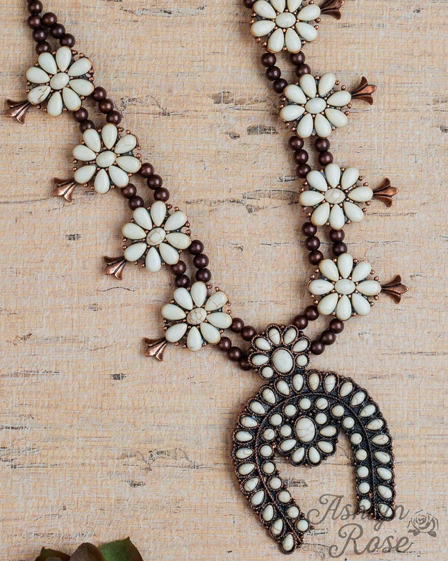 Get A Wiggle On White Cream Squash Blossom with Copper