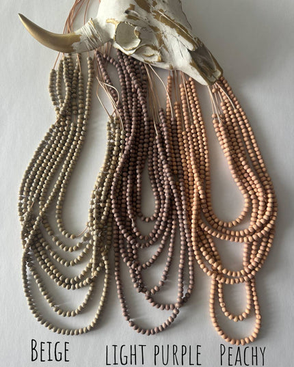 Multi Strand Wood Bead Boho Necklace