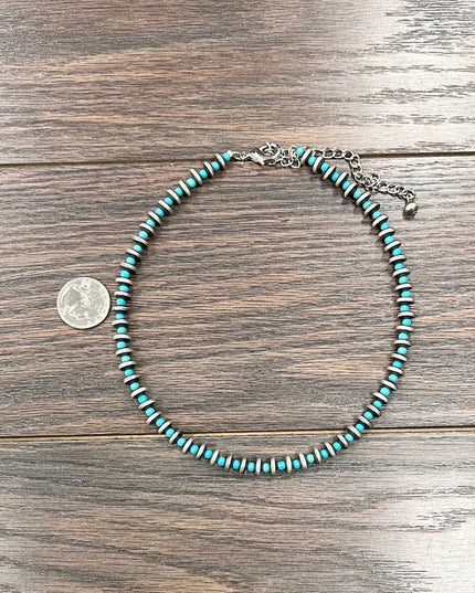 738467, 16+" Handmade Rondelle Navajo Bead Necklace