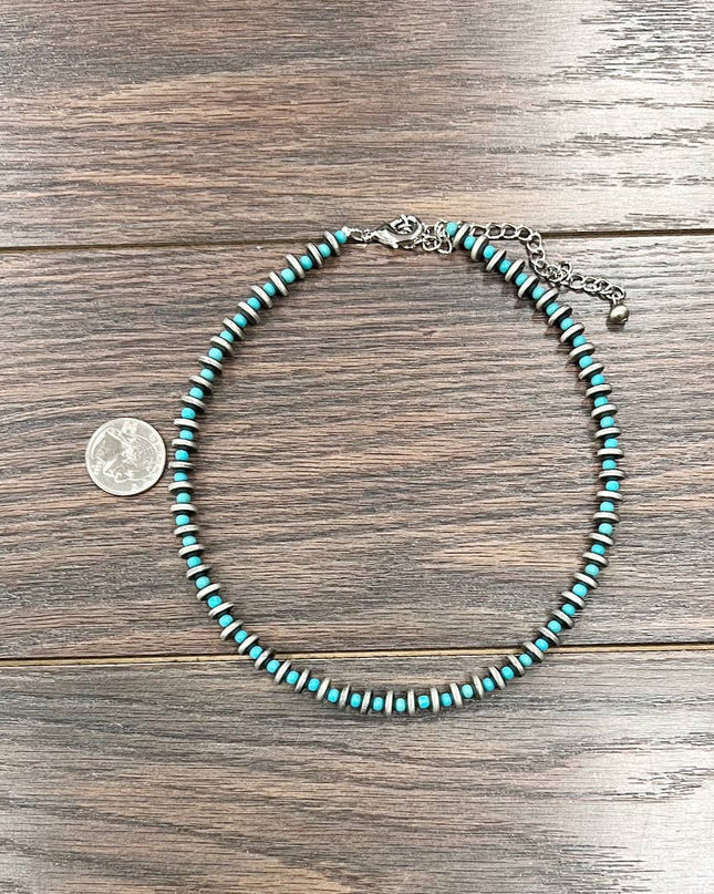 738467, 16+" Handmade Rondelle Navajo Bead Necklace