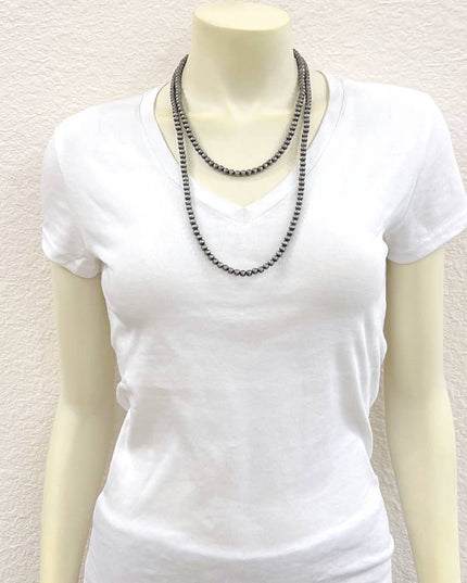 732873, 46" Handmade 6mm Navajo Bead Necklace