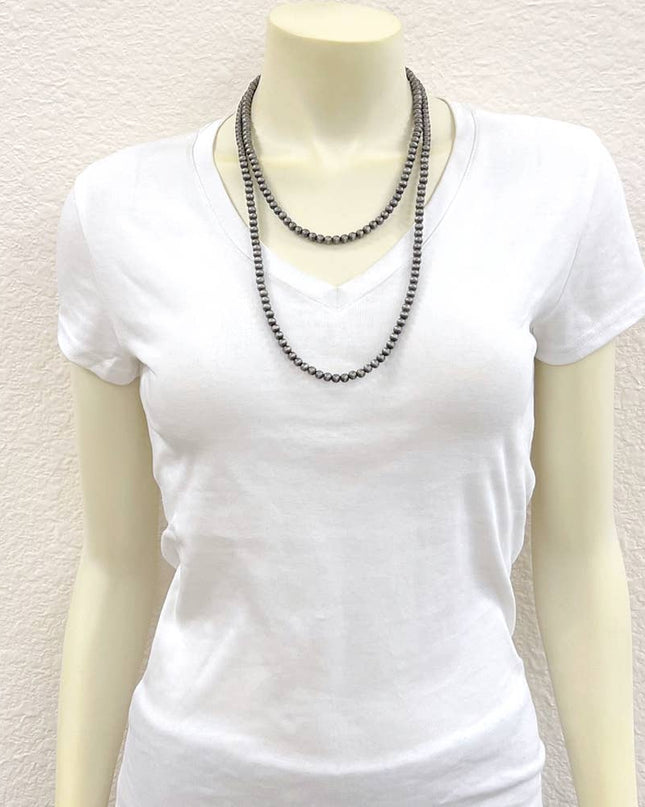 732873, 46" Handmade 6mm Navajo Bead Necklace