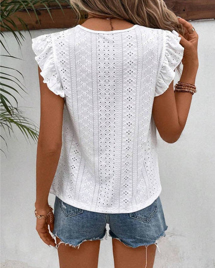 Summer Lace Ruffle Sleeve Top for Women - Casual and Stylish