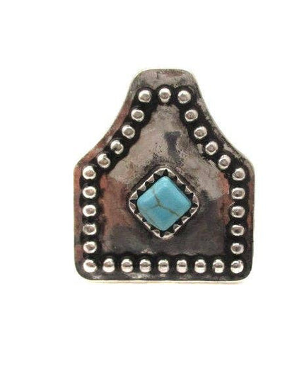 Western Cattle Tag Turquoise Cuff Ring