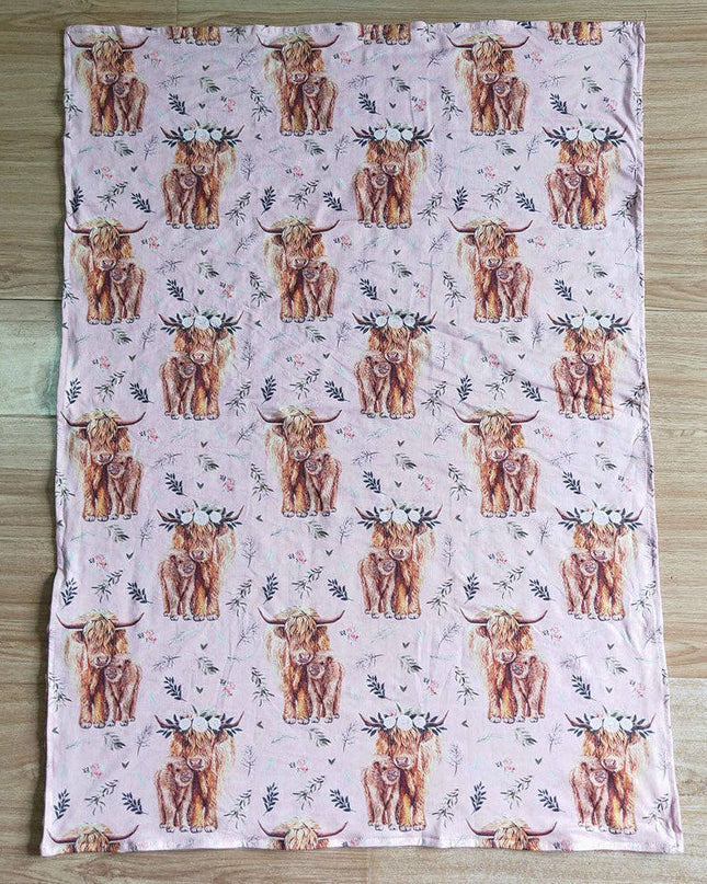 Baby girls western highland cattle blankets