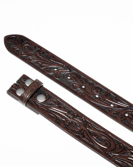 Genuine Leather Men's Belt with Snap-On Strap without Buckle