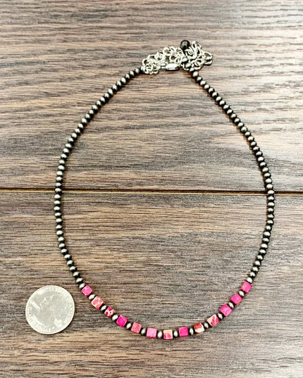 734202, Handmade 15" Navajo Square Gemstone Necklace