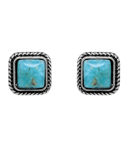 Western Navajo Turquoise Square Earrings