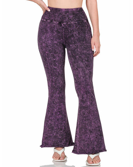 PLUS SIZE MINERAL WASHED HIGH WAIST RAW EDGE HEM PANTS