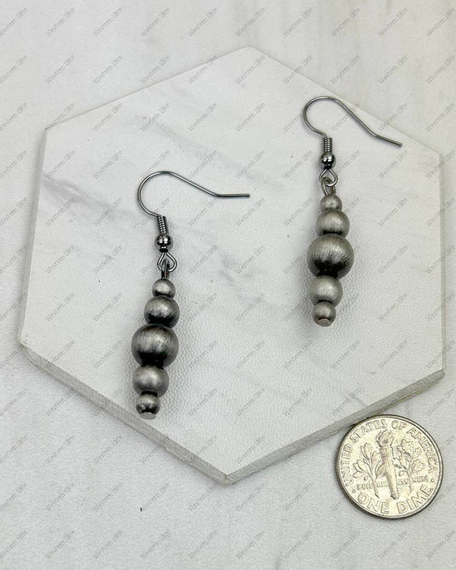 CER241125-09-SILVER            Silver Navajo pearl beads Earrings