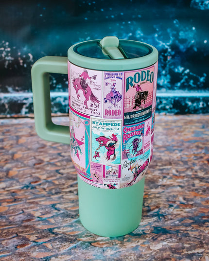 Pink Rodeo Poster Flip Top Tumbler