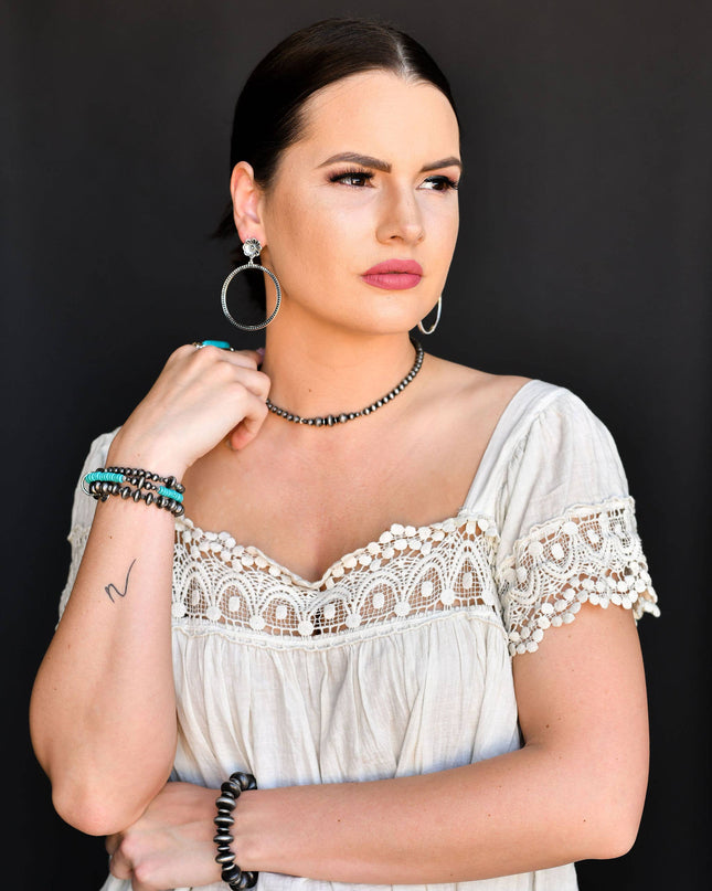 14" Dainty Faux Navajo Pearl Choker