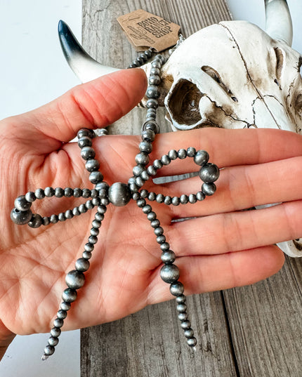 Western Navajo Bead Coquette Bow Necklace