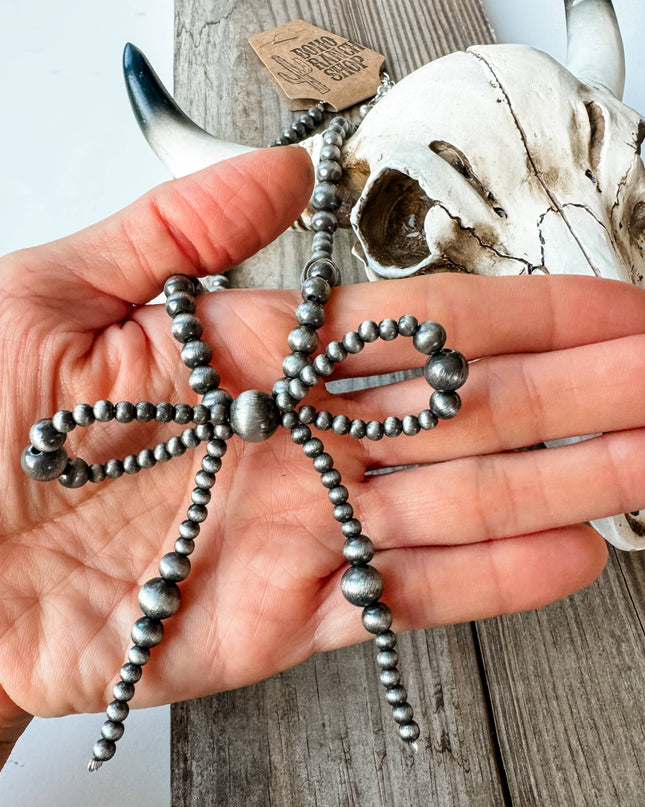 Western Navajo Bead Coquette Bow Necklace