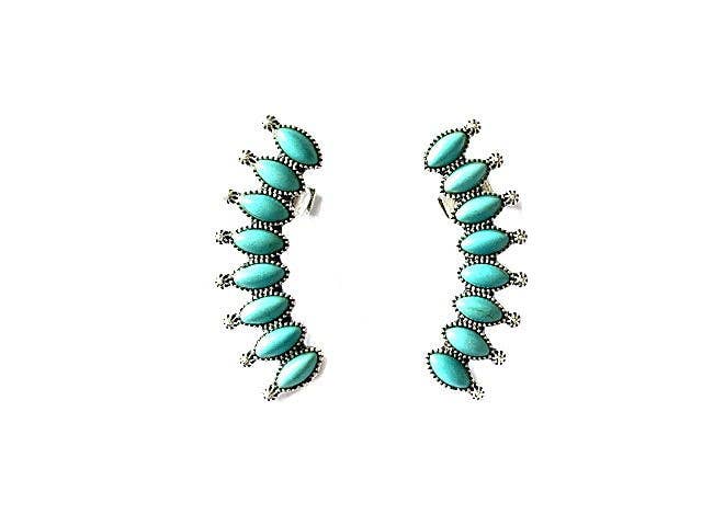 Western Turquoise Curved Bar Ear Cuff