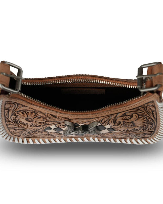 HANDTOOLED DANNIA MEDIUM PURSE CHECKERED EDITION
