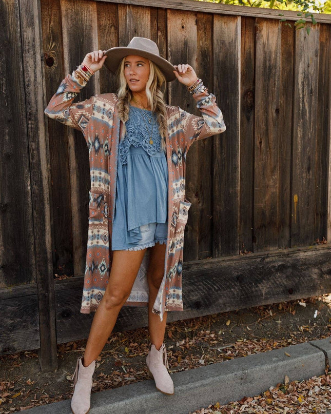 Santa Fe Rose Duster Cardigan - Multi