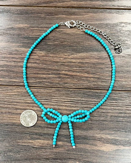 739578, Handmade 4mm Bead Bow Necklace