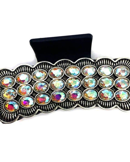 Western Crystal Stone Metal Plate Hair Claw