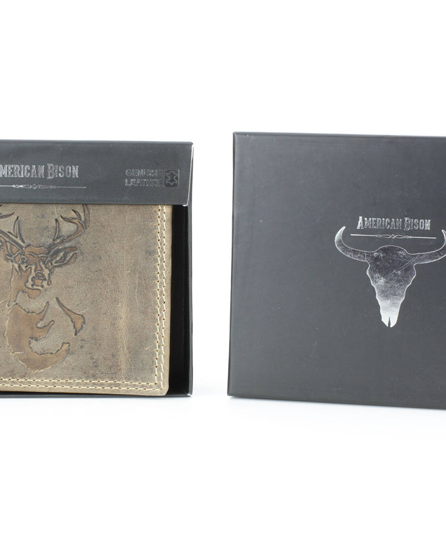 Men’s Bi-Fold Wallet with Deer Antler Emboss ABMWVT 03