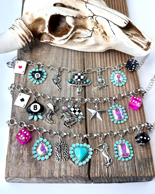 Western Style Multi Charm Chunky Chain Bracelet