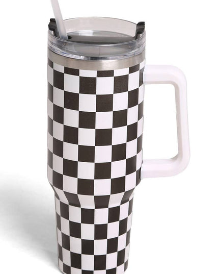 Checkered 40oz Handle Tumbler