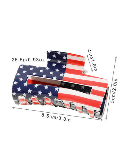 American Flag Print Square Claw Clip