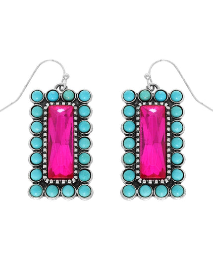 Western Vertical Turquoise Bar Earrings