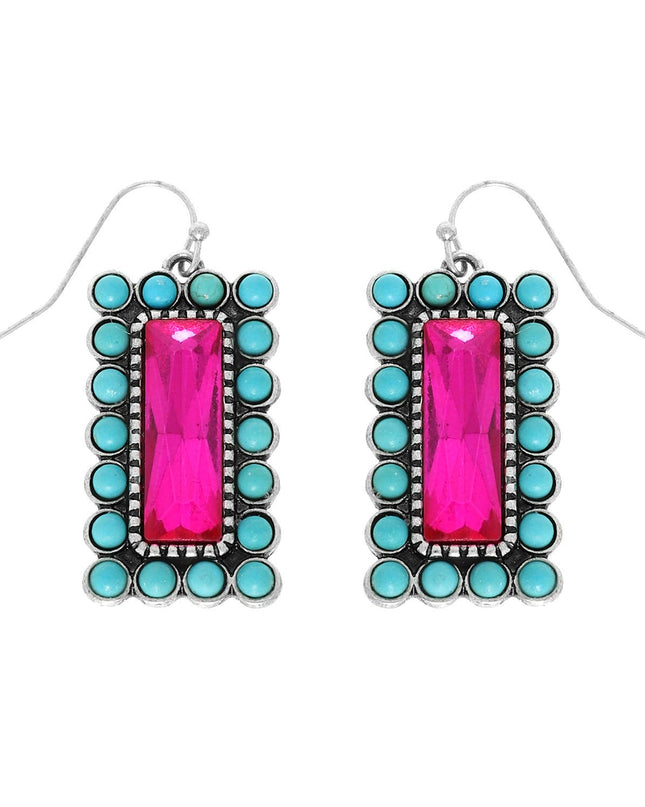 Western Vertical Turquoise Bar Earrings