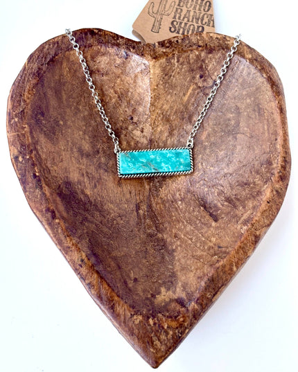 Western Style Stone Bar Pendant Necklace