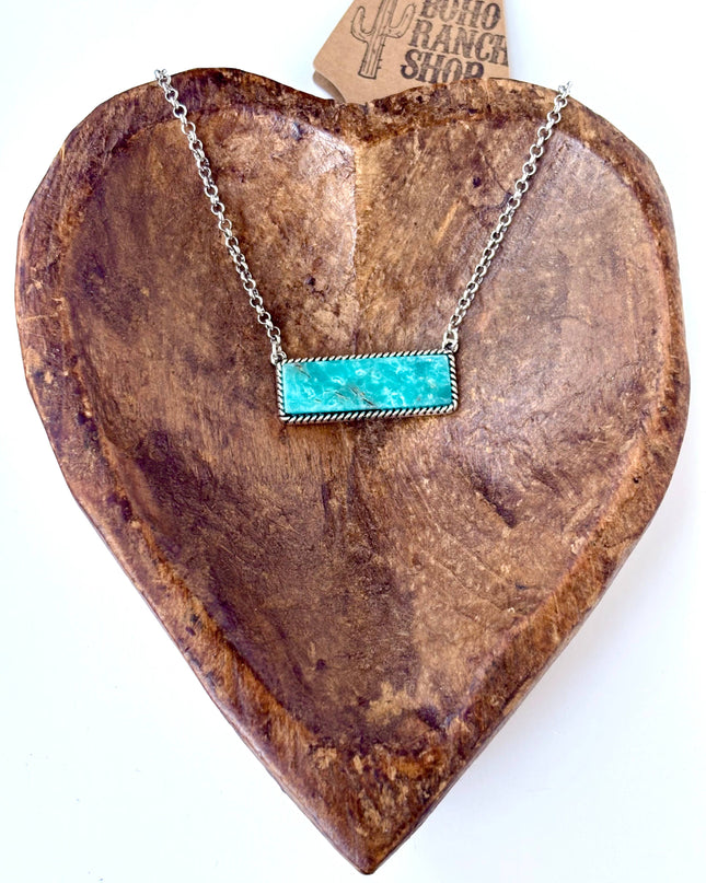 Western Style Stone Bar Pendant Necklace