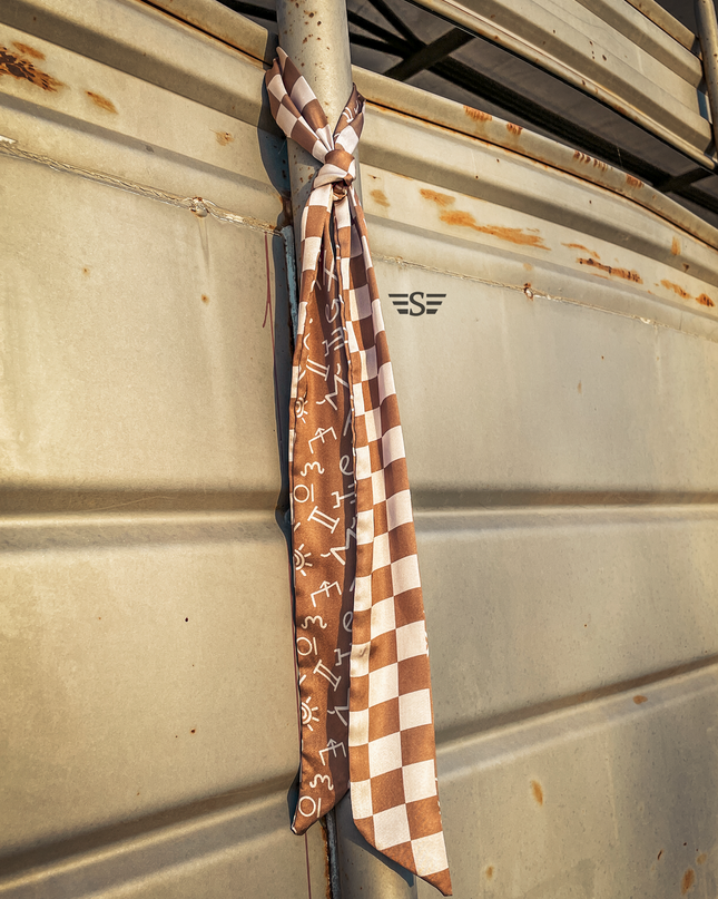 Neutral Checked Brand Twilly