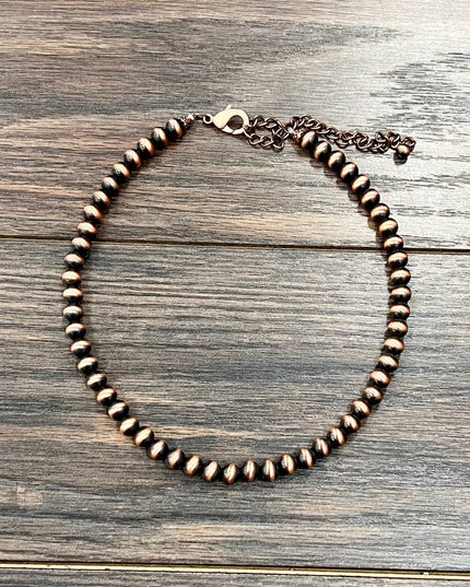739164, 16" Handmade 8mm Copper Navajo Necklace