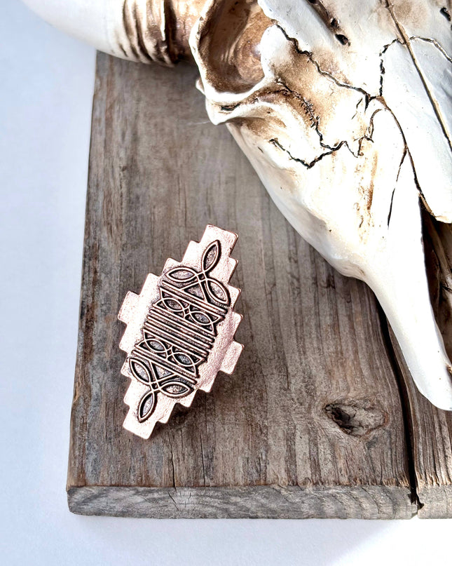 Western Style Aztec Pendant Statement Cuff Ring