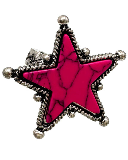 Large Star Turquoise Stone Western Stretch Ring