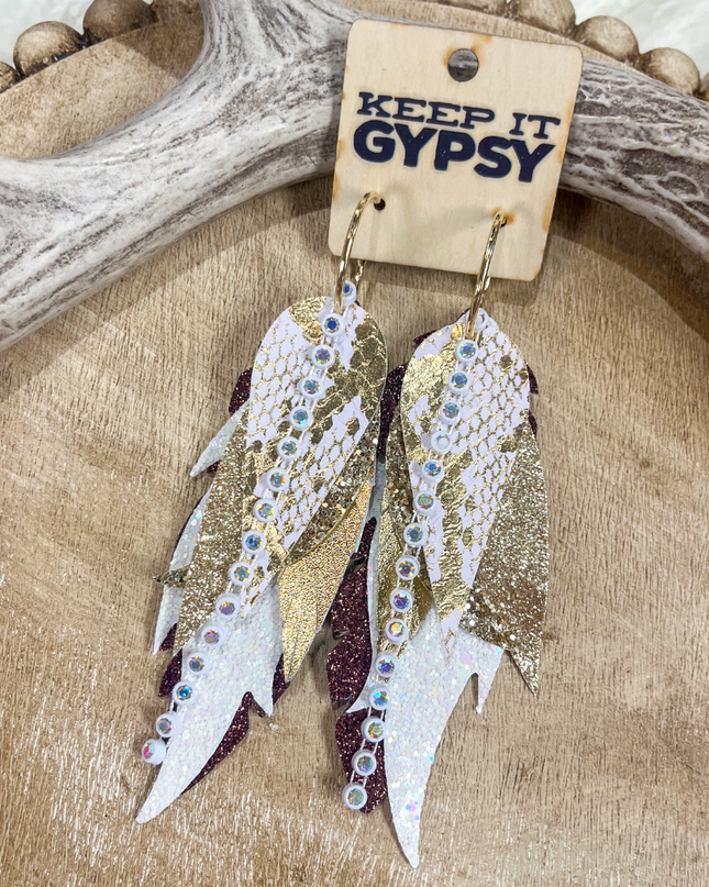Gold Snake Feather Earrings