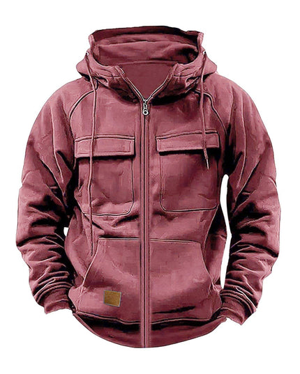 Men's Casual Solid Color Hooded Sweatshirt Jacket