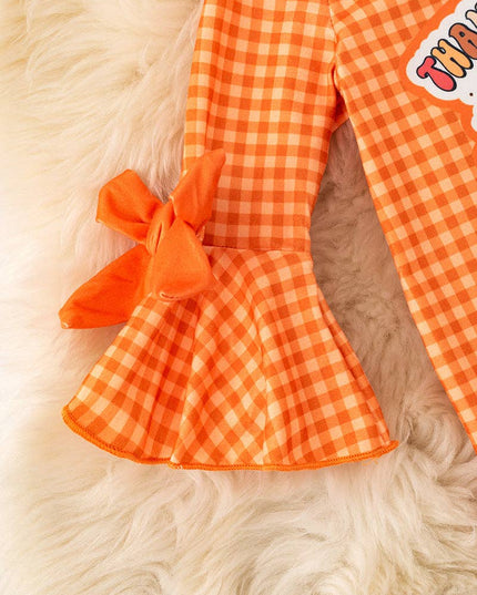 Orange gingham pie printed baby bodysuit. RPG62330 AMY