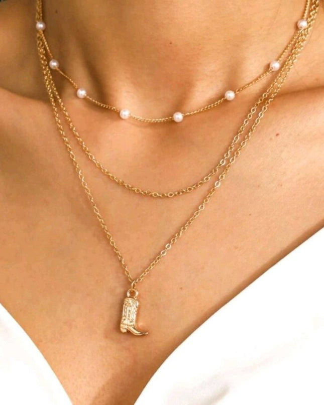 Boot Scootin 3 Layer Western Vibe Rodeo Necklace