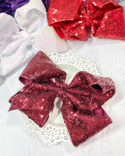 Sequin Texas Size Hair Bows - Alligator Clip - 6.5"
