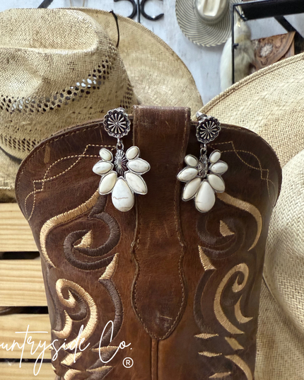 Darling White Stone Dangle Earrings