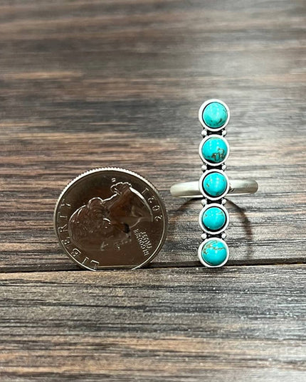 750430, 1.5" Turquoise, Brass Adjustable Ring